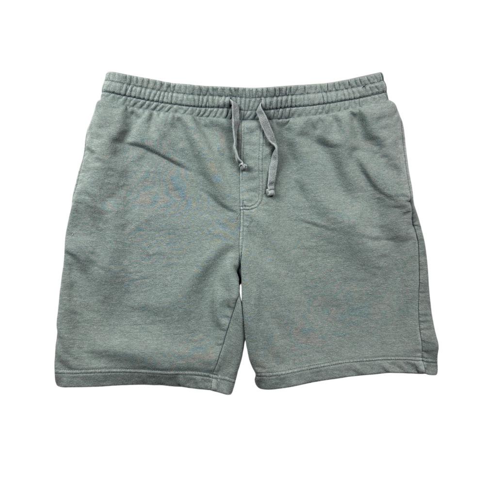 Fleece Sweat Shorts Men Large Green 7" Casual Elastic Waist Lounge Relaxed Fit